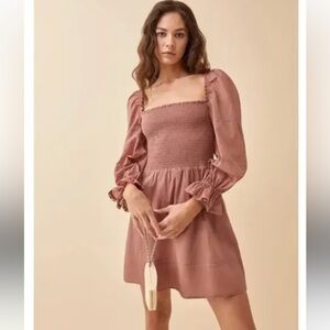Reformation Dunes Long Sleeve Smocked Dress